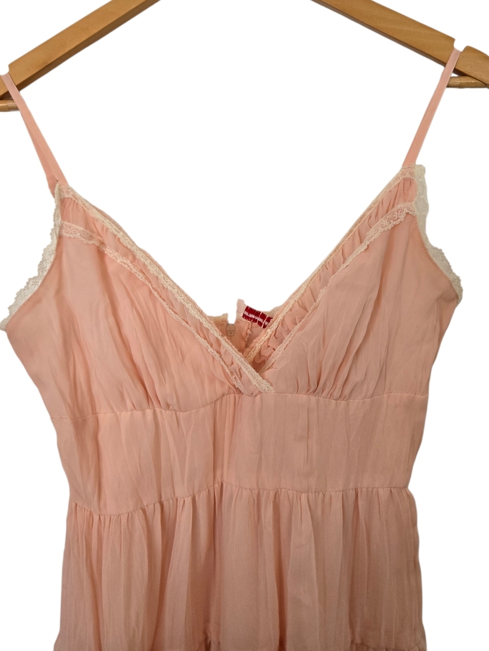 Fire Los Angeles Peach Babydoll Dress Lace Trim Tiered Mini Y2K Coquette Small - Picture 2 of 4